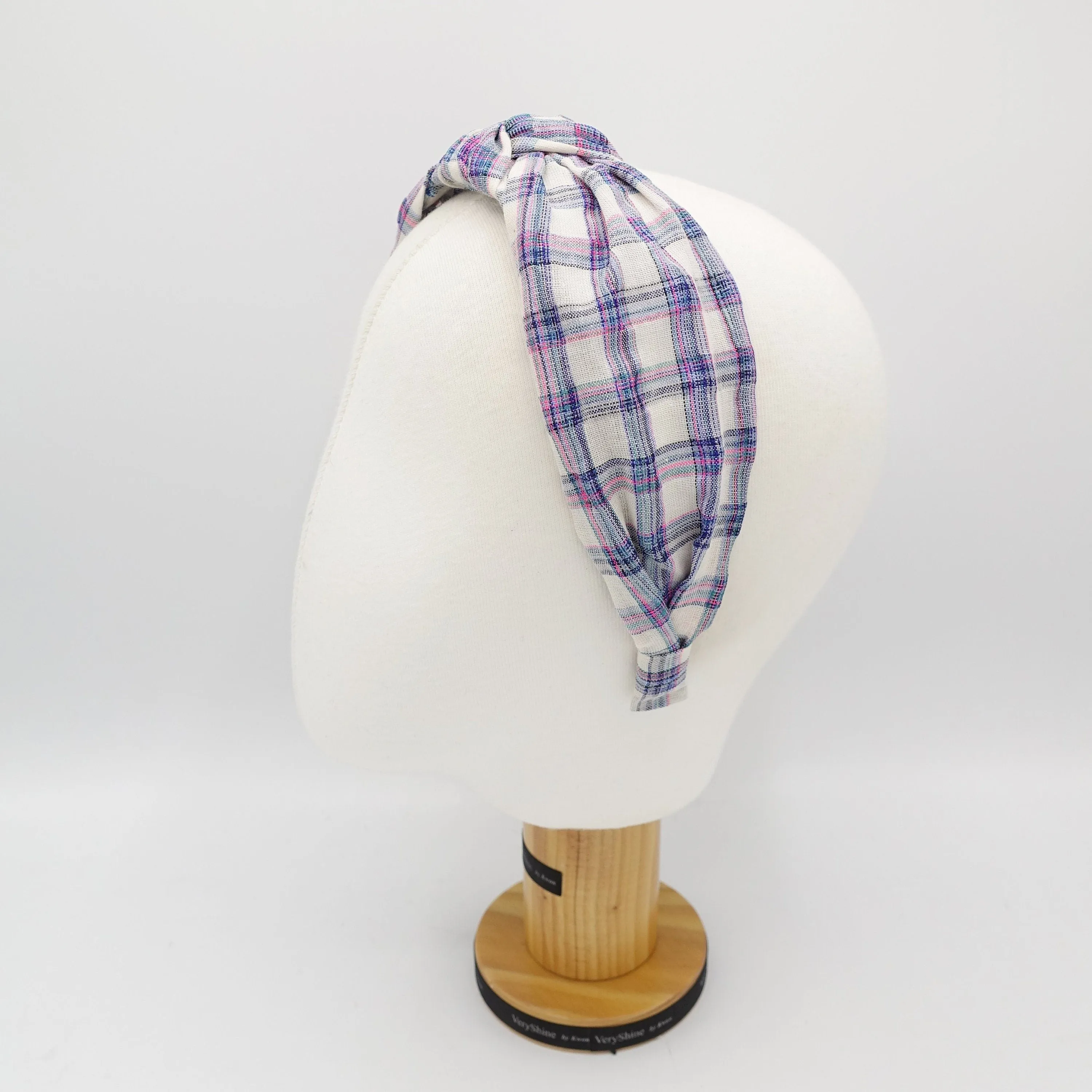 cotton knot headband tartan check hairband pretty plaid check fashion headband for women