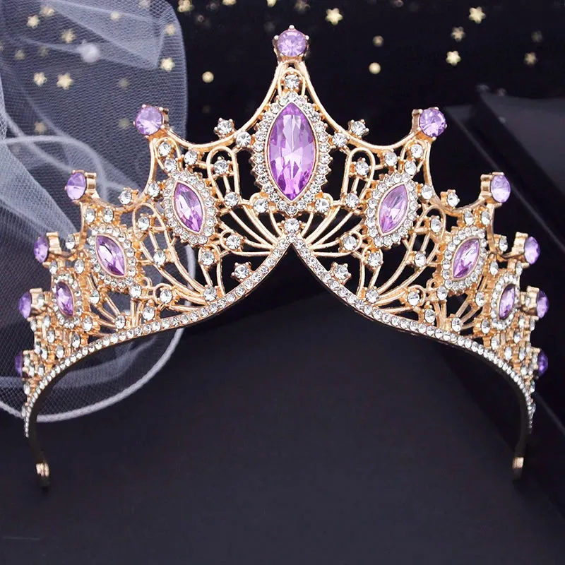 Crystal High Point Tiaras Crown Party  Jewelry Accessories