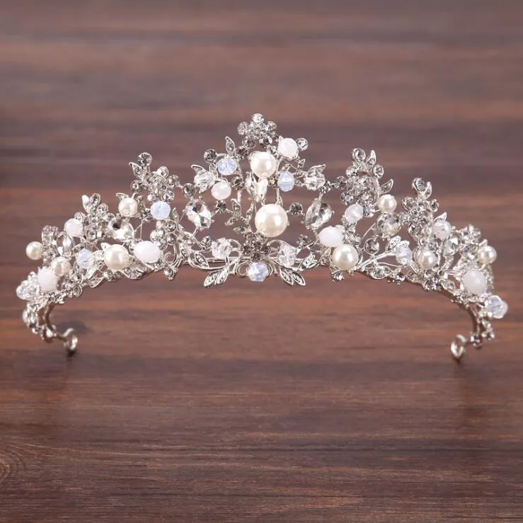 Crystal Pearl Flower Wedding Bridal Tiara Crown Hair Accessory