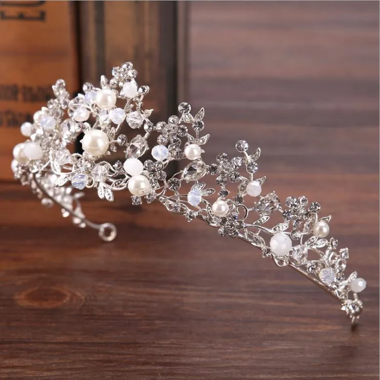 Crystal Pearl Flower Wedding Bridal Tiara Crown Hair Accessory