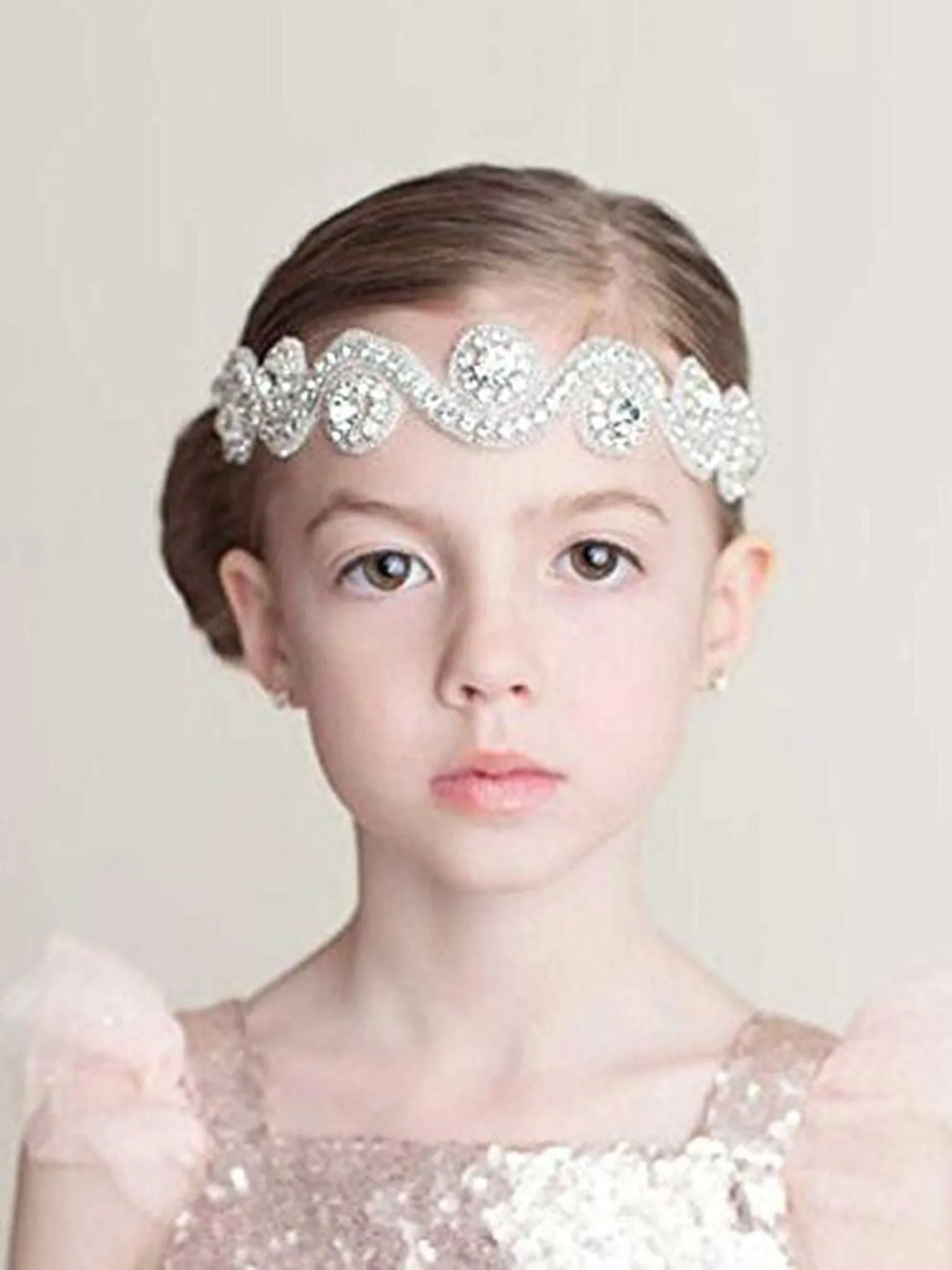 Crystal Rhinestone Tie on Headband, Wedding, Flower Girl