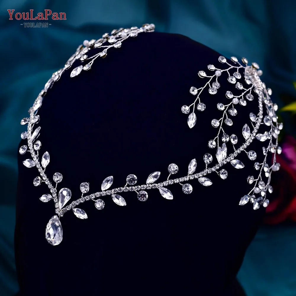 Crystal Rhinestone Wedding Forehead Headband Water Drop Bridal Tiara