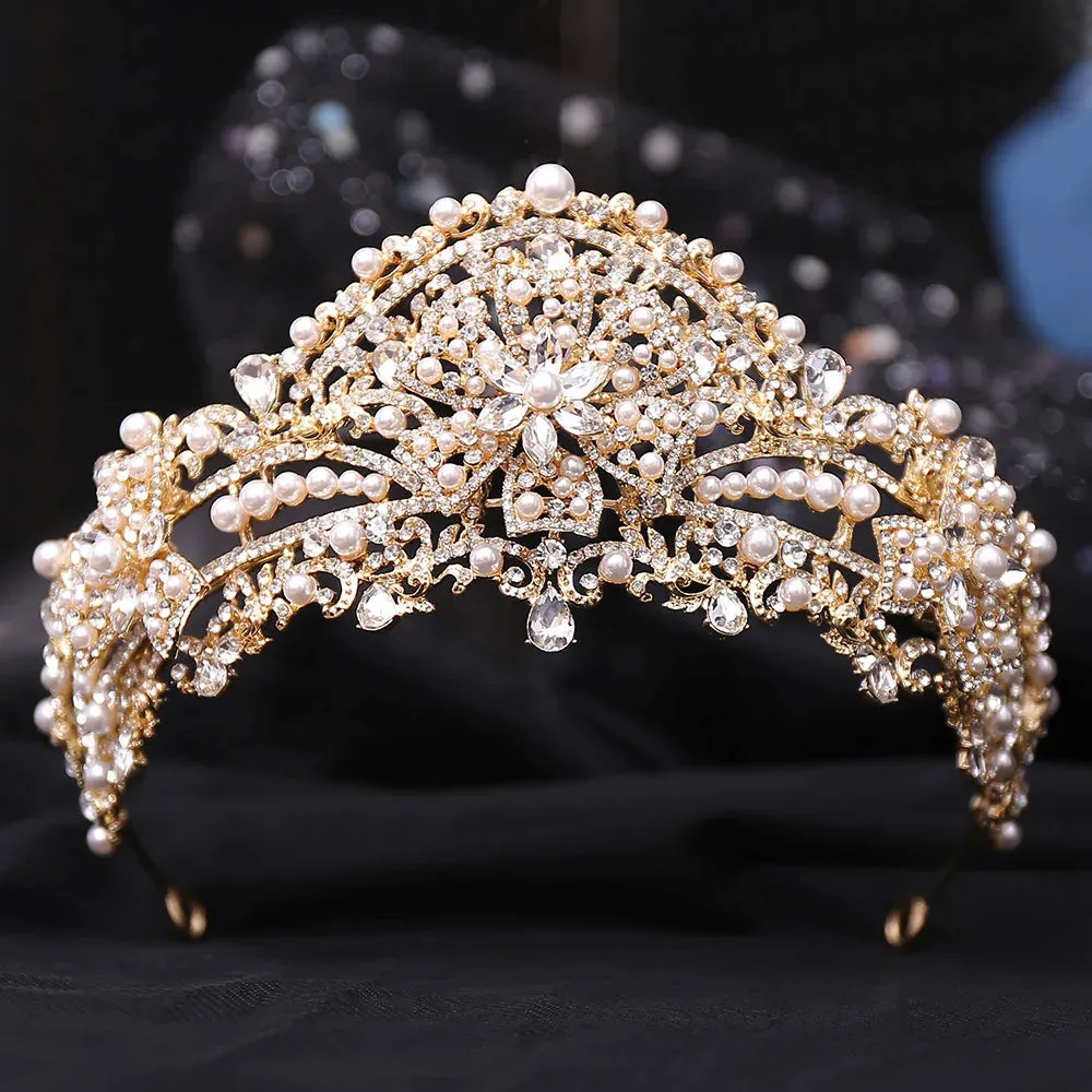 Crystal Rhinestones and Pearls Tiaras - Crowns - Wedding Hair Accessories - Bridal or Quinceanera Headpiece