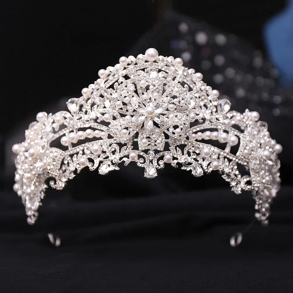 Crystal Rhinestones and Pearls Tiaras - Crowns - Wedding Hair Accessories - Bridal or Quinceanera Headpiece