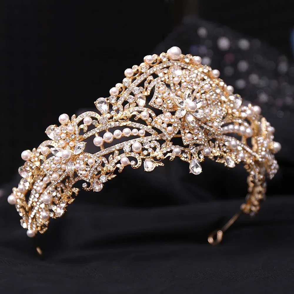 Crystal Rhinestones and Pearls Tiaras - Crowns - Wedding Hair Accessories - Bridal or Quinceanera Headpiece