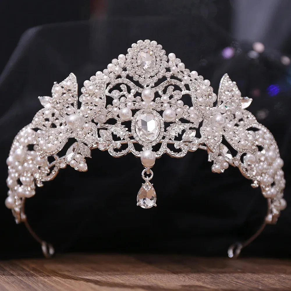 Crystal Rhinestones and Pearls Tiaras - Crowns - Wedding Hair Accessories - Bridal or Quinceanera Headpiece