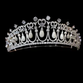 Crystals and Peals Cubic Zirconia Tiara Wedding Bridal Crown