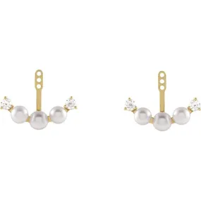 Cultured Akoya Pearl & 1/4 CTW Natural Diamond Earring Jackets