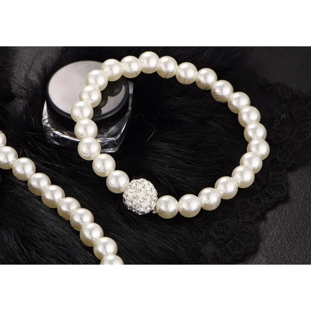 Cultured Freshwater White Pearl Necklace Bracelet and Stud Earring Jewelry Set