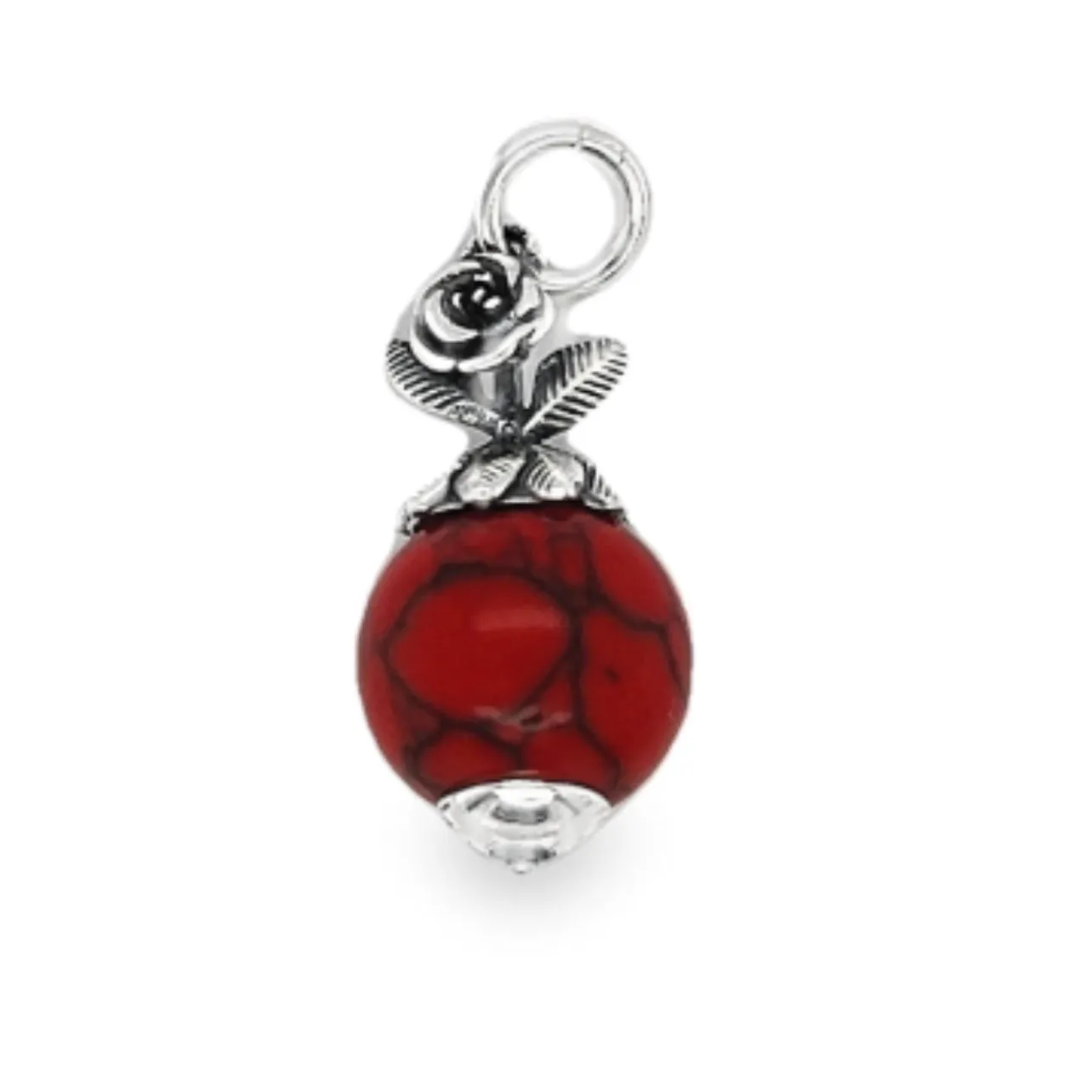 D1755 Red Stone Rose Pendant