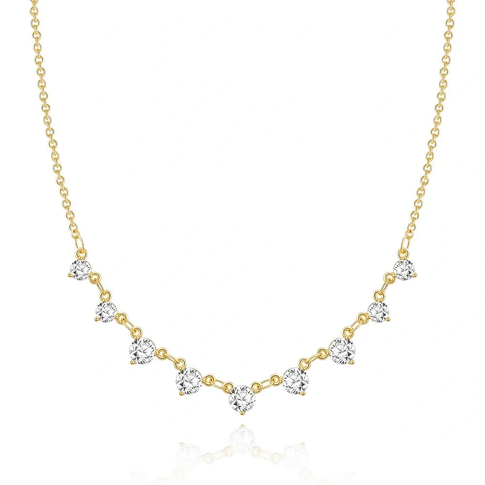 Dainty Diamond Choker Necklaces Station Chain Necklace- 9 Diamond