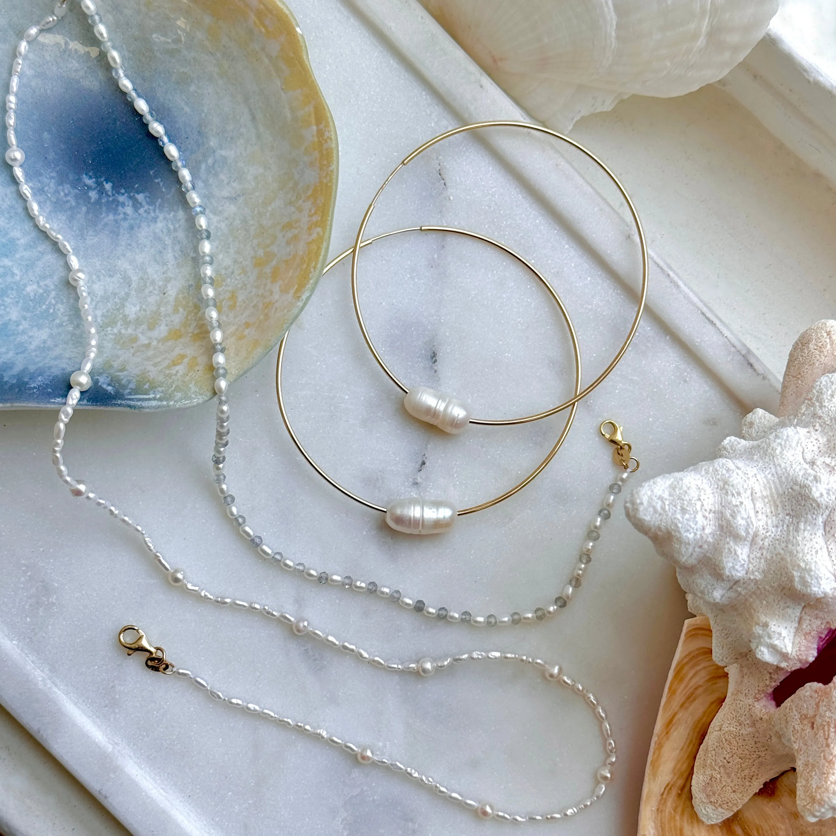 Dainty Pearl Station Necklace