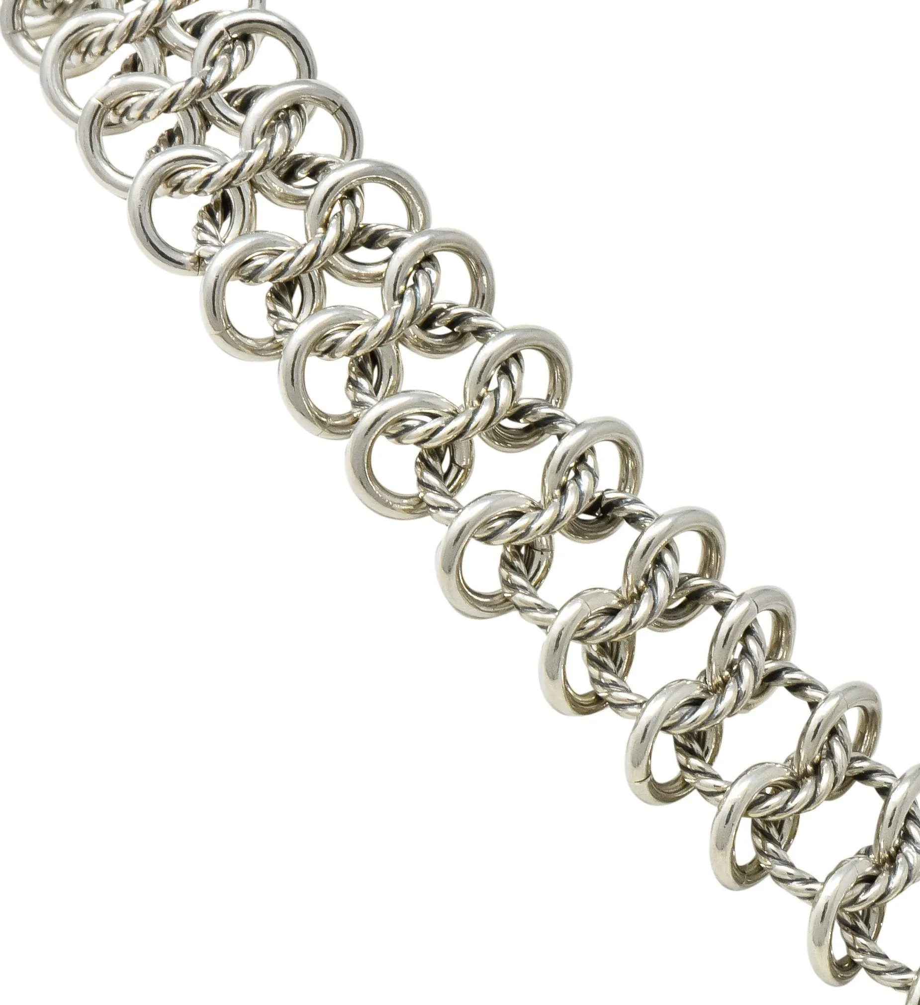 David Yurman Quartz 18 Karat Gold Woven Sterling Silver Link Chain Necklace