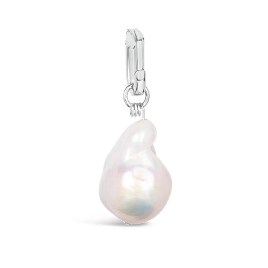 Detachable White Baroque Pearl in Silver