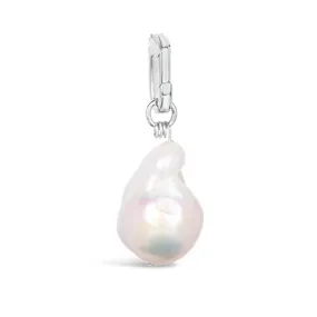 Detachable White Baroque Pearl in Silver