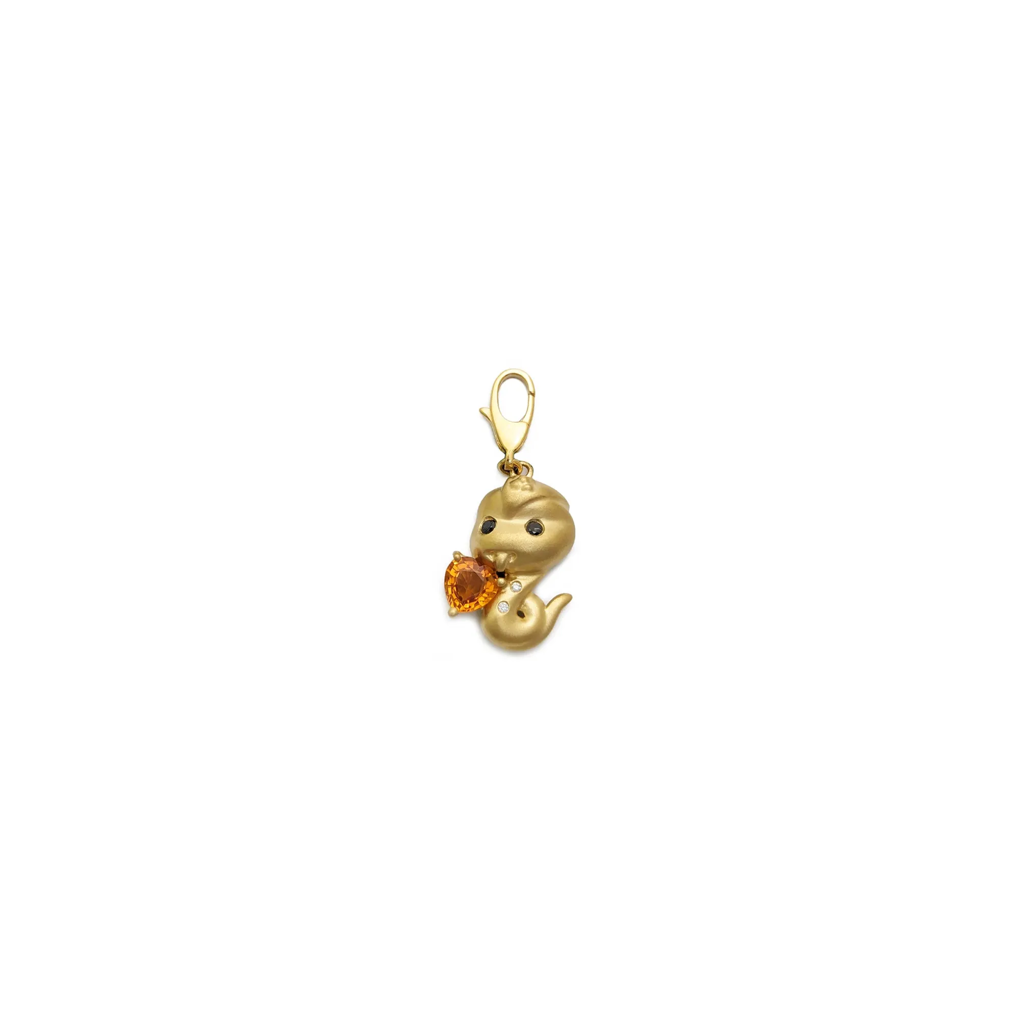 Diamond Chinese Zodiac Snake with Citrine Heart Pendant (18K)