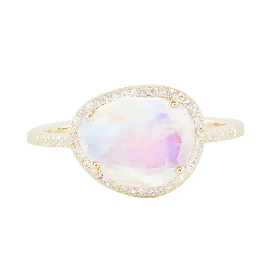 Diamond Moonstone Ring