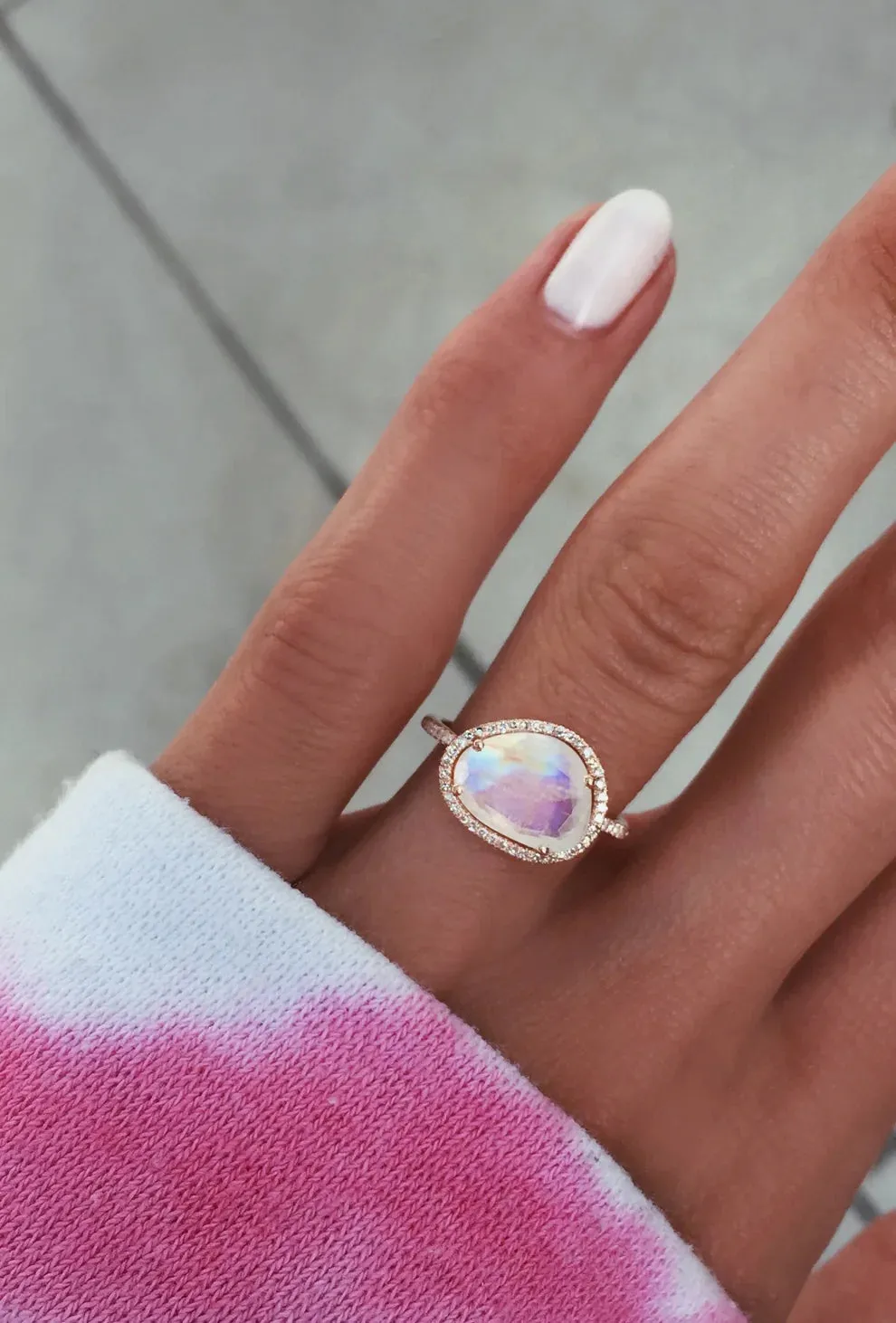 Diamond Moonstone Ring