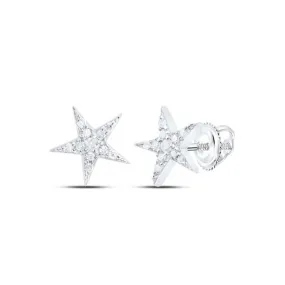 Diamond Stud Star Earrings 925 Sterling Silver Screw Back