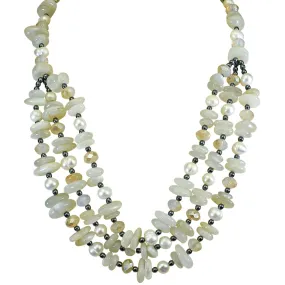 Divine Precious Trio Moonstone & Baroque Fresh Water Pearl Necklace (.925 Sterling Silver/Moonstone)