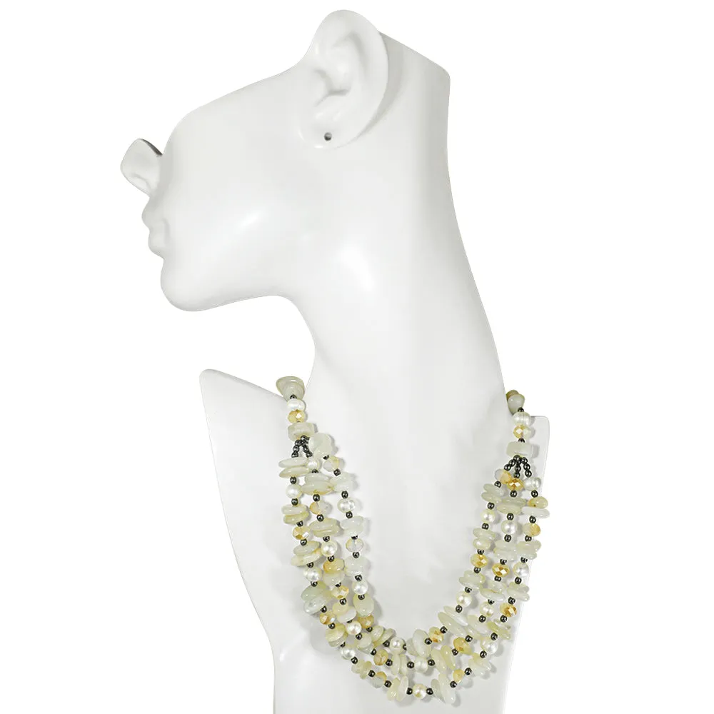 Divine Precious Trio Moonstone & Baroque Fresh Water Pearl Necklace (.925 Sterling Silver/Moonstone)