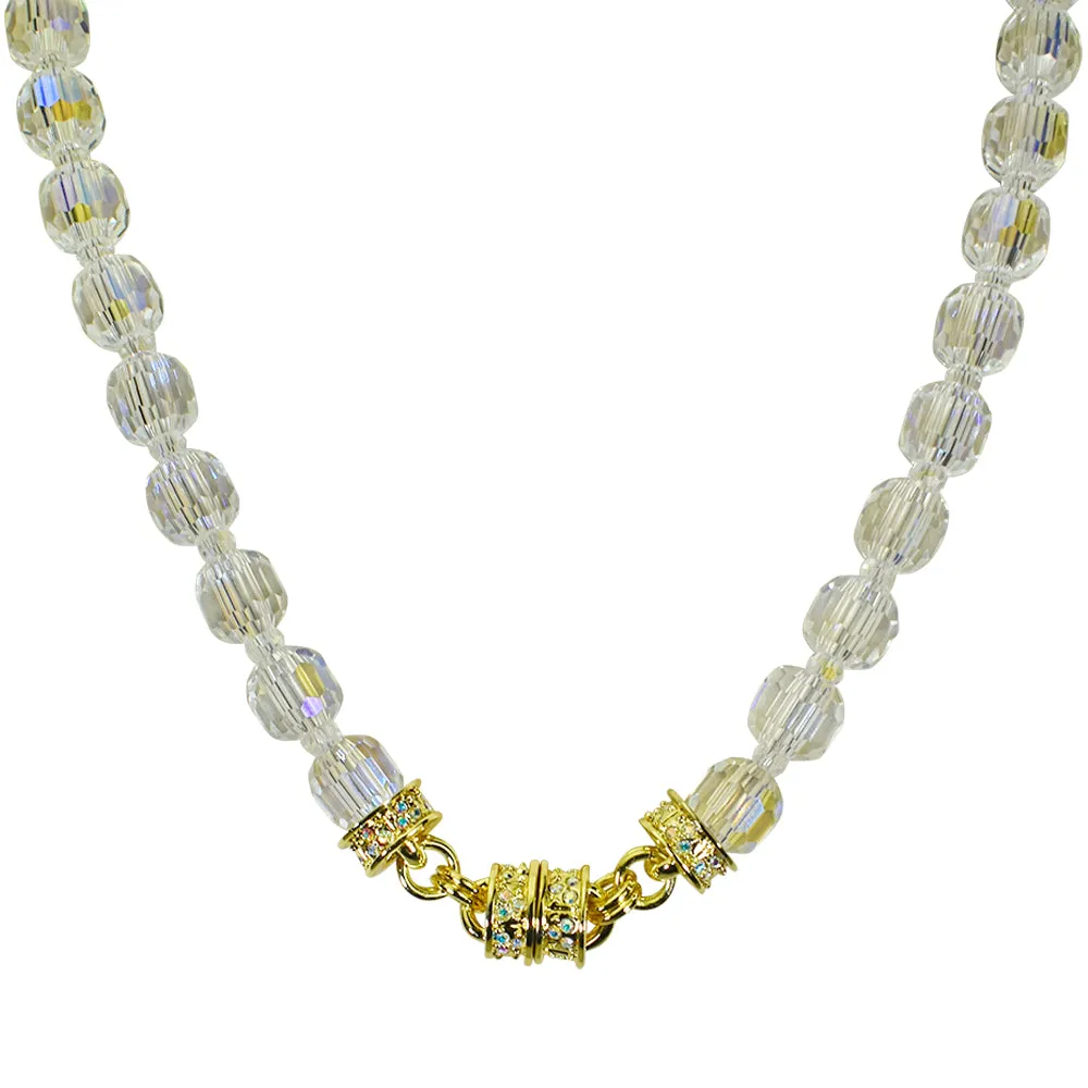 Divine Sparkle 10mm Crystal Beaded Magnetic Necklace (Goldtone/Crystal AB)