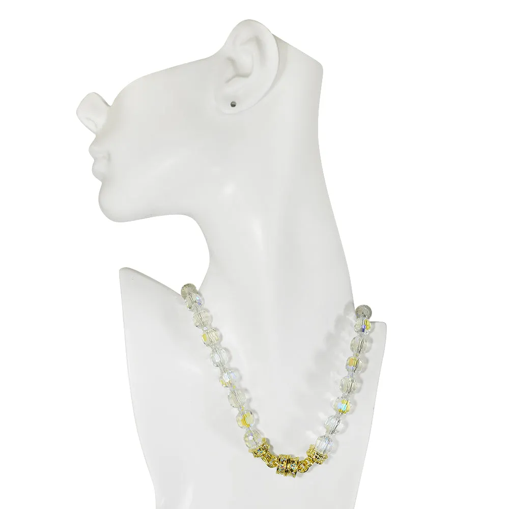 Divine Sparkle 10mm Crystal Beaded Magnetic Necklace (Goldtone/Crystal AB)