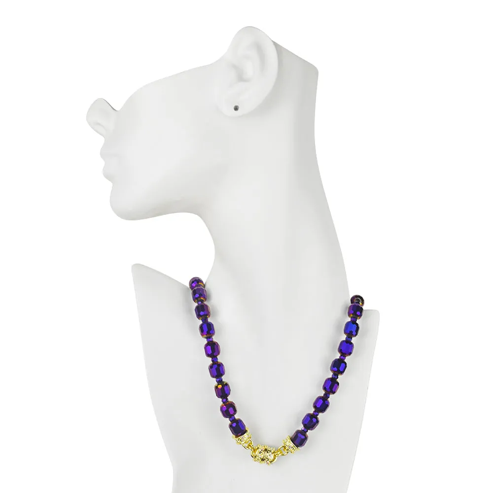 Divine Sparkle Crystal Beaded Magnetic Interchangeable Necklace (Goldtone/Purple)