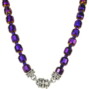 Divine Sparkle Crystal Beaded Magnetic Interchangeable Necklace (Silver Ox/Purple)