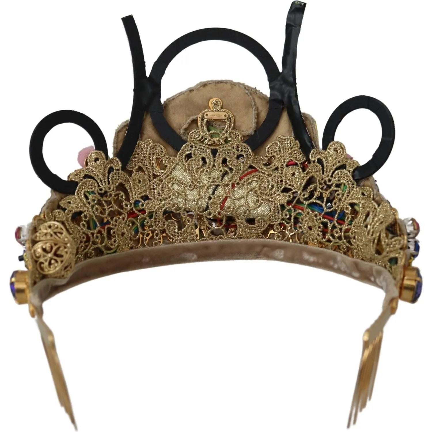 Dolce & Gabbana Stunning Crystal Diadem Tiara - Gold Multicolor