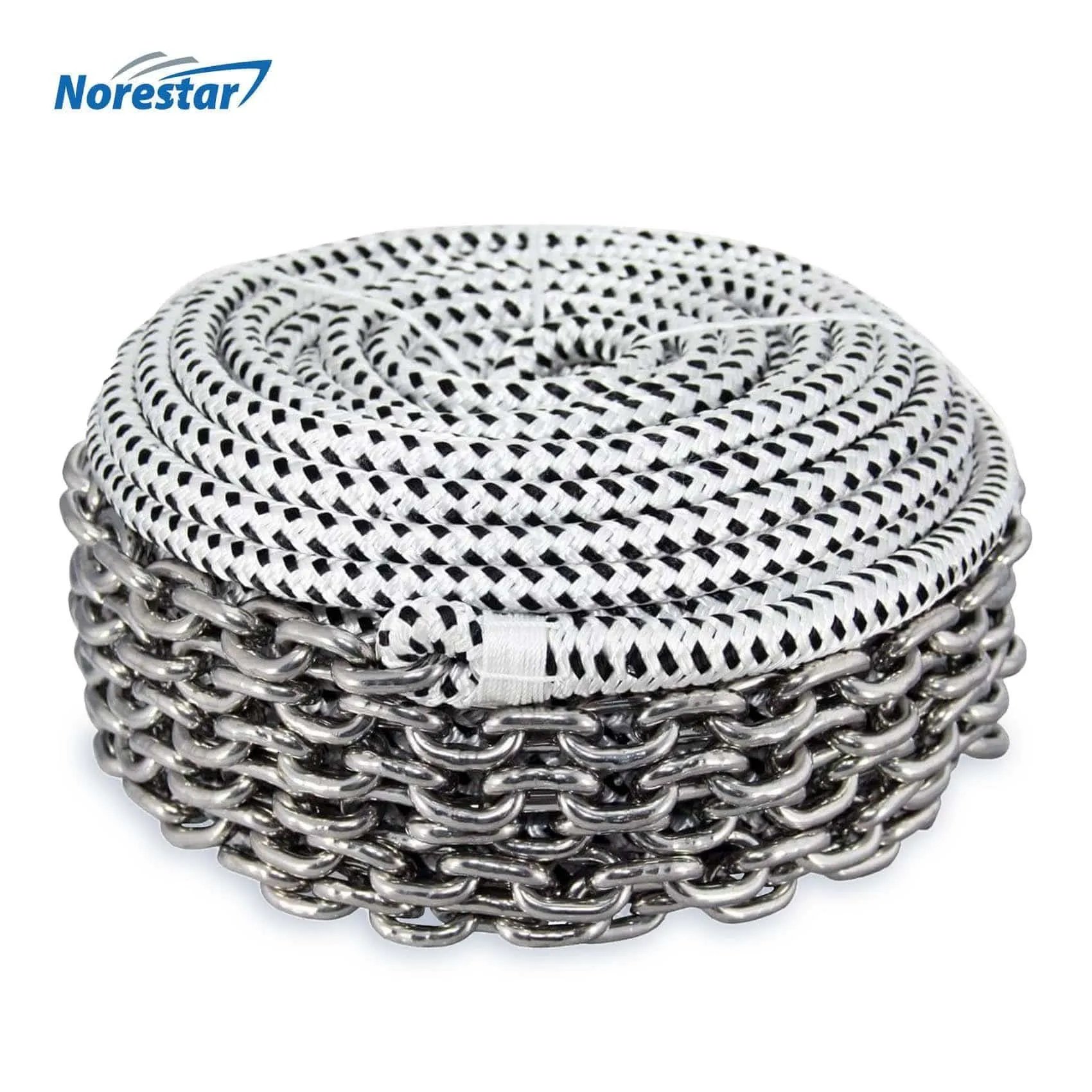 Double-Braided Nylon Windlass Rope & Stainless Steel Chain (Prespliced 1/4" HT G4 Chain)