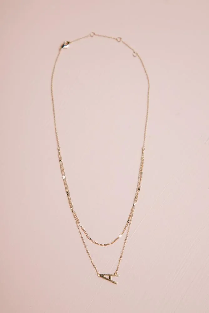 Double Chain Initial Pendant Necklace