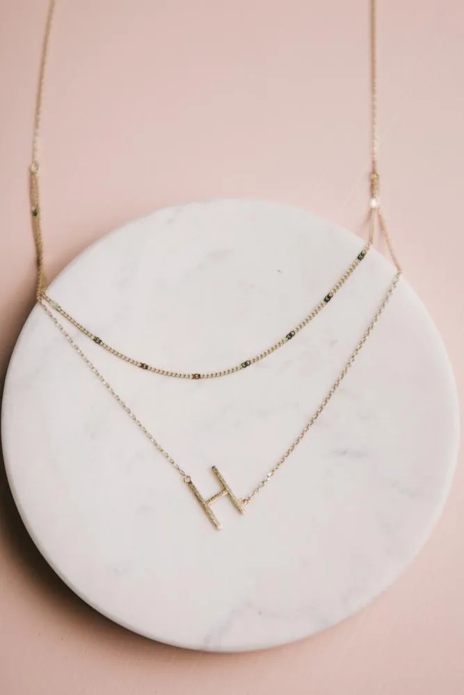 Double Chain Initial Pendant Necklace