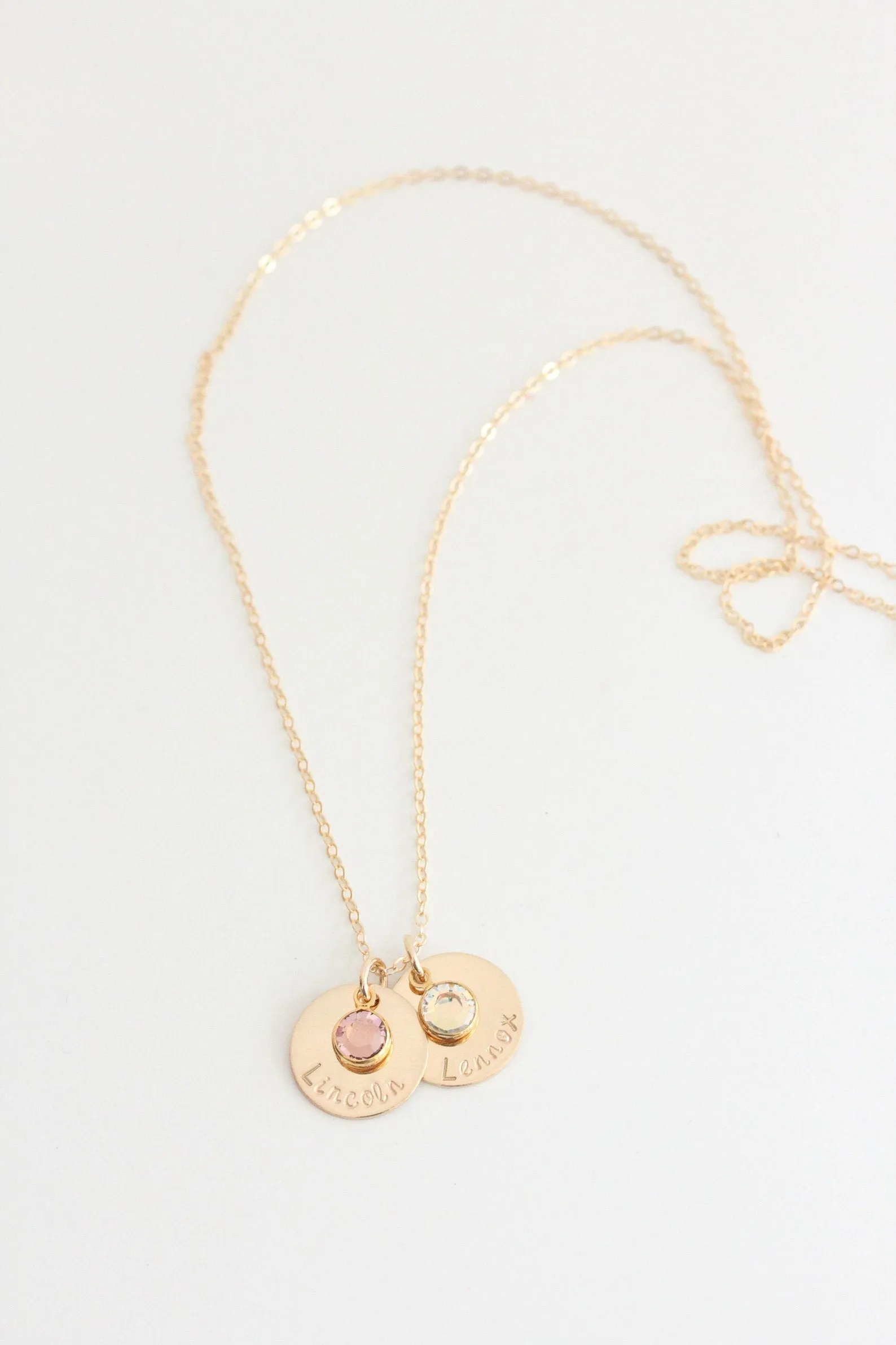 double drop necklace with large birthstone {gold}