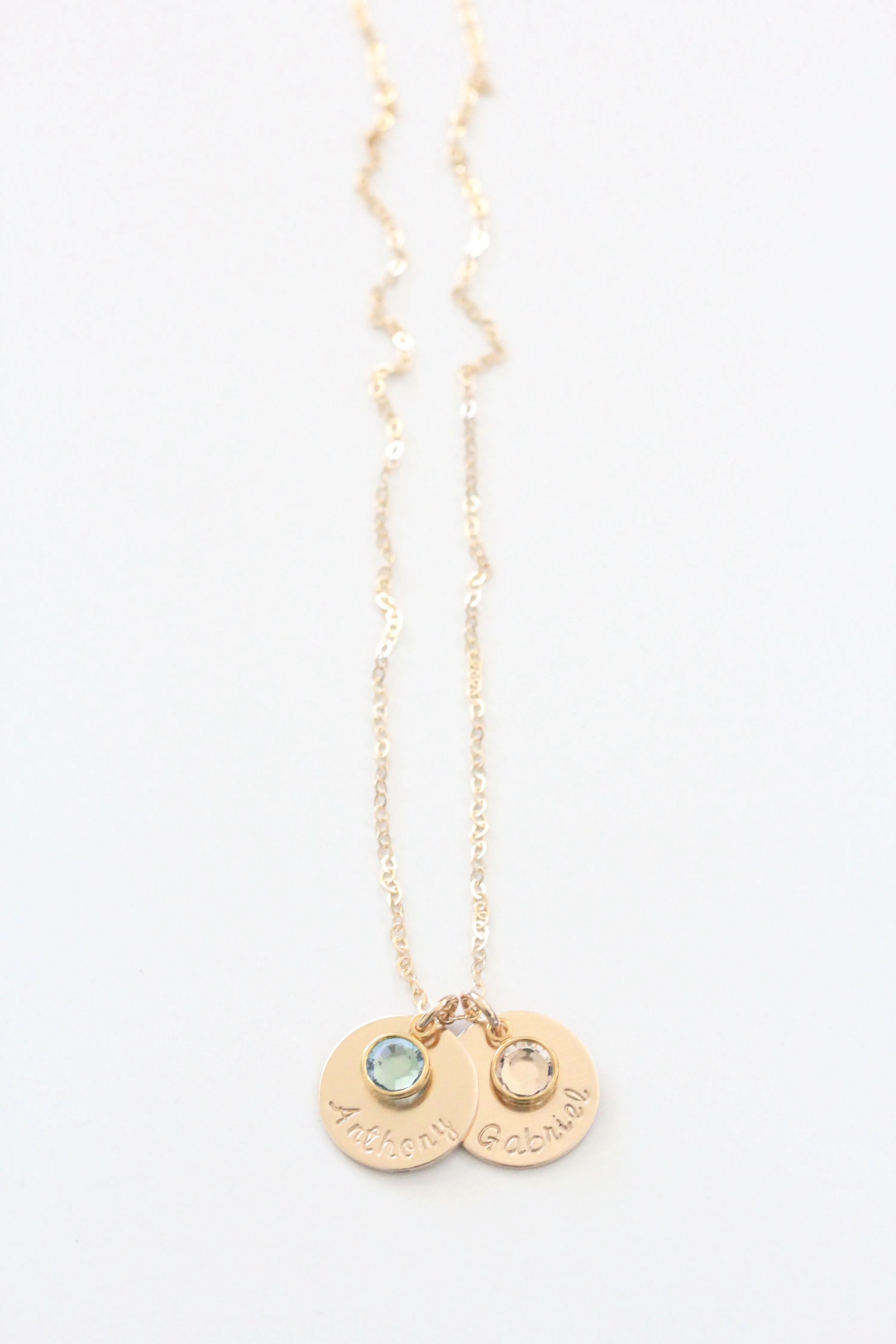 double drop necklace with large birthstone {gold}