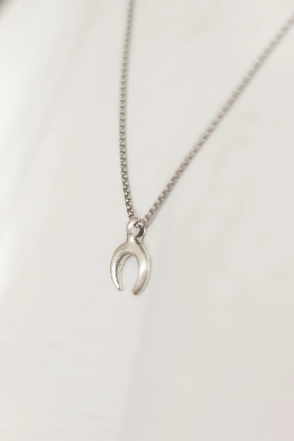 Double horn necklace for men, men's crescent moon necklace on a Rolo chain, silver pendant, gift for him, mens jewelry