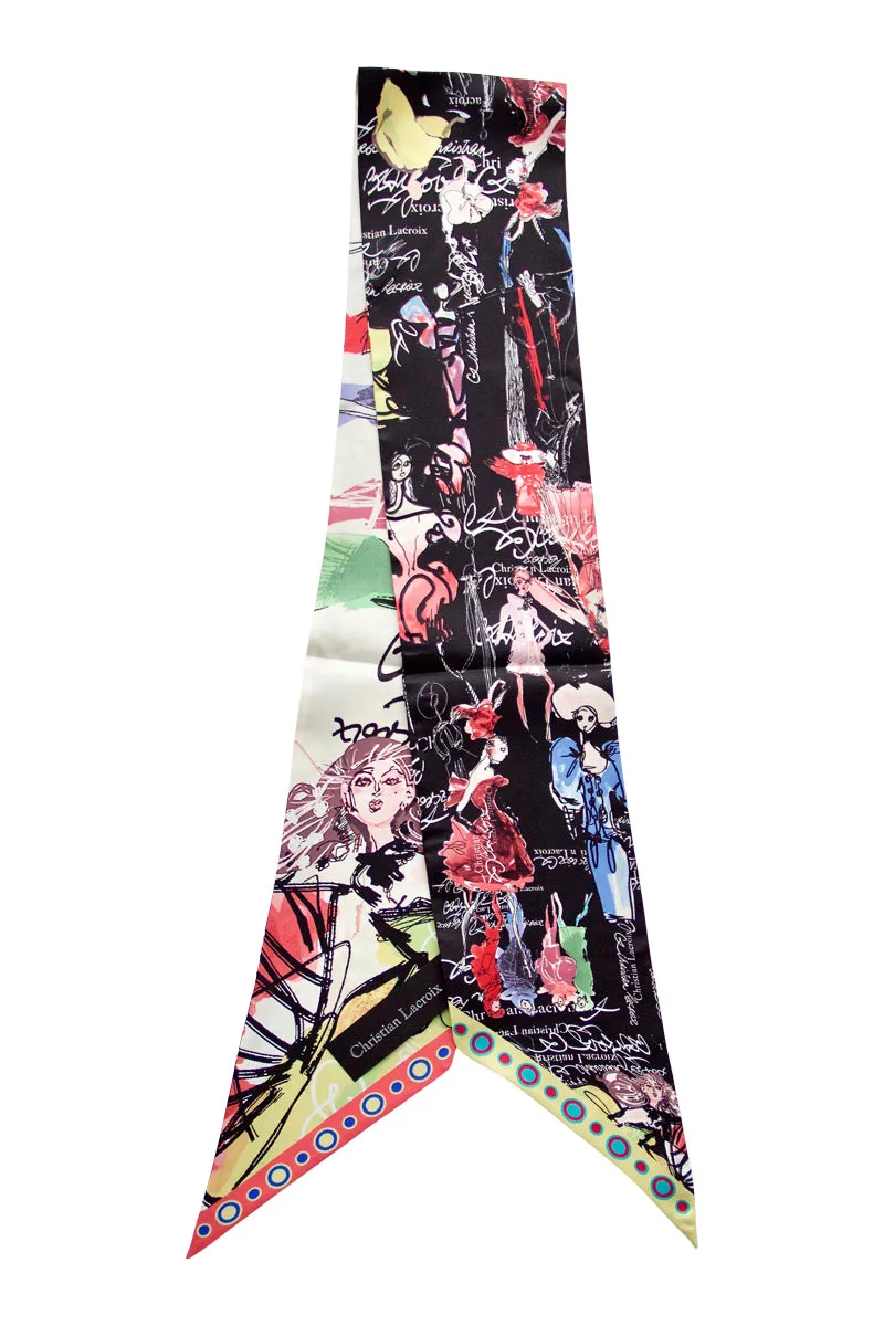 Double-sided silk scarf "Croquis" Lacroix - black