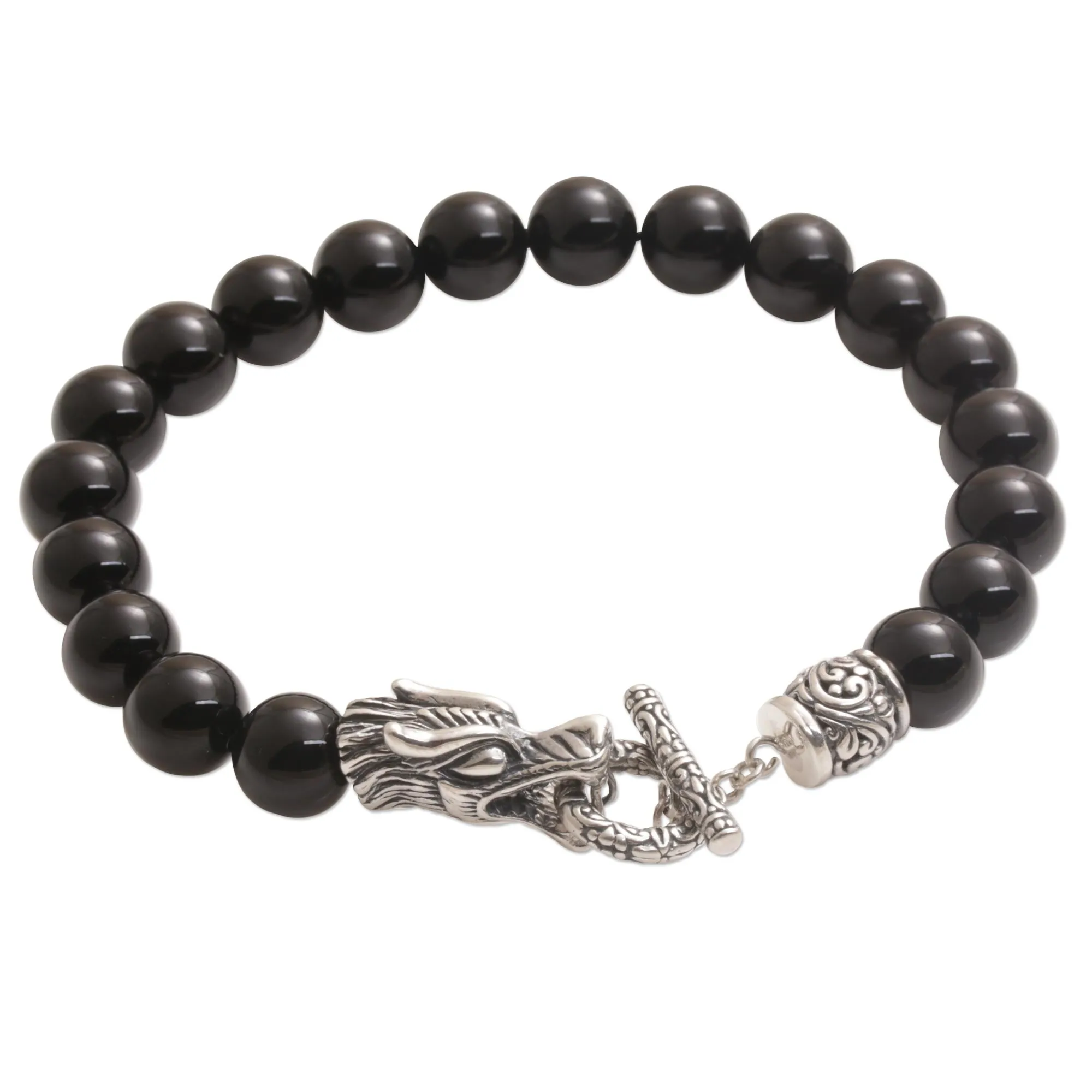 Dragon Glory Men's Silver & Onyx Bracelet