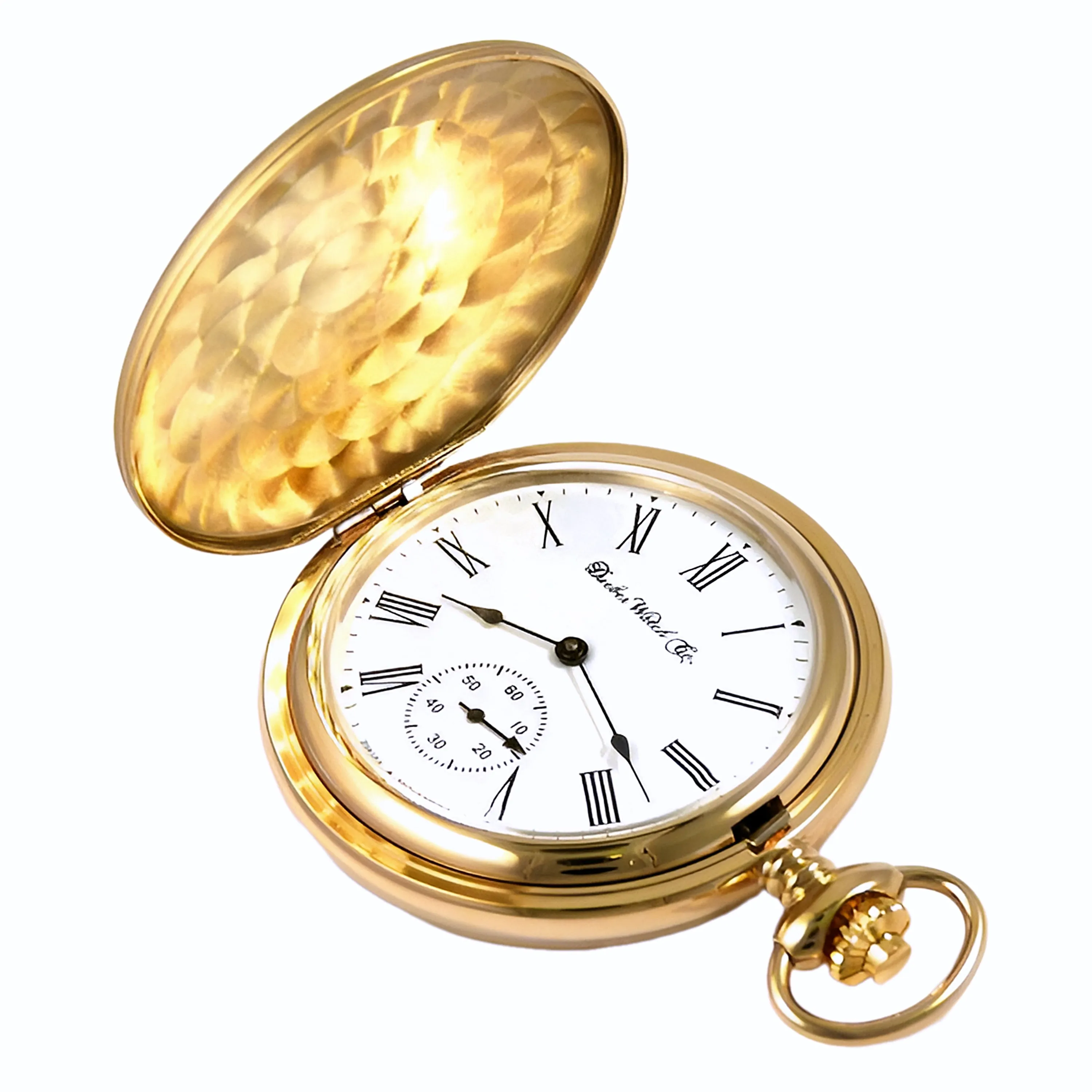 Dueber Model 28 Pocket Watch with Swiss Made Mechanical Movement, Gold Plated Steel Case