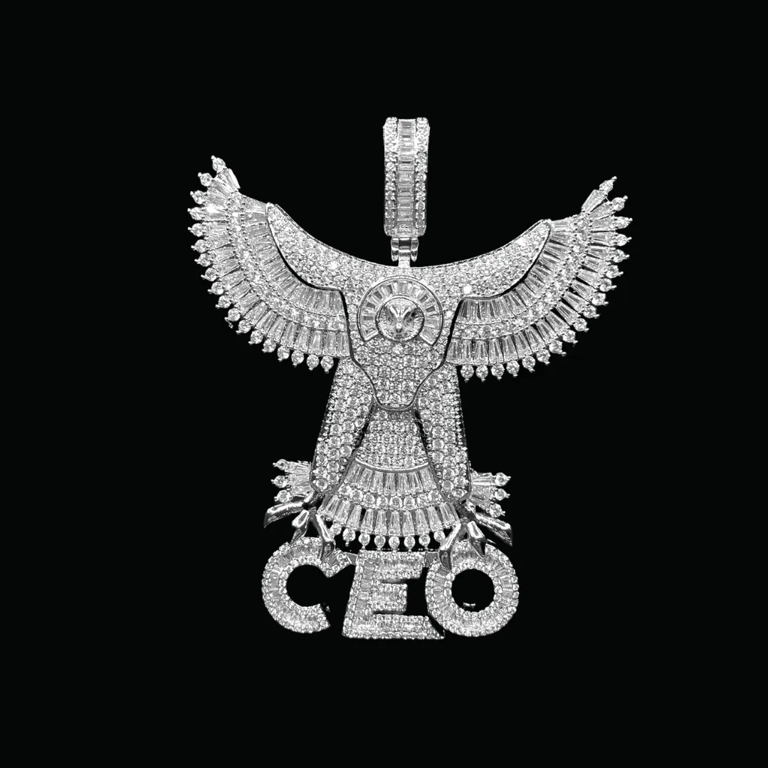 Eagle CEO Iced Out Letter Diamond Pendant Necklace