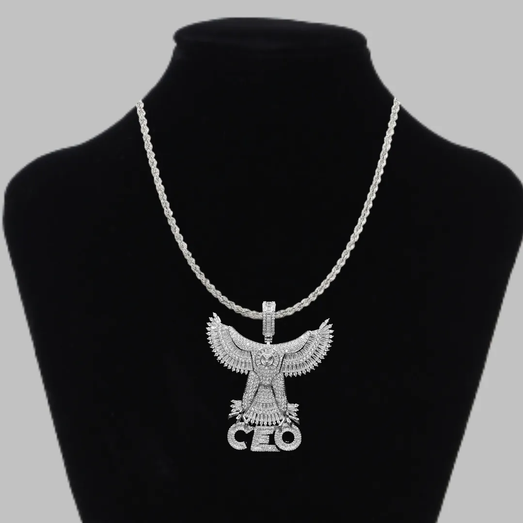 Eagle CEO Iced Out Letter Diamond Pendant Necklace