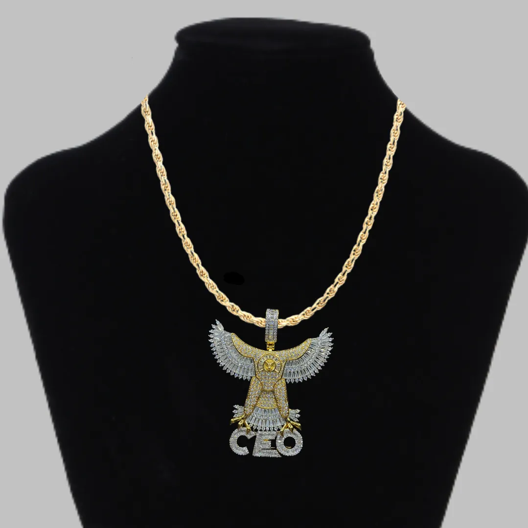 Eagle CEO Iced Out Letter Diamond Pendant Necklace