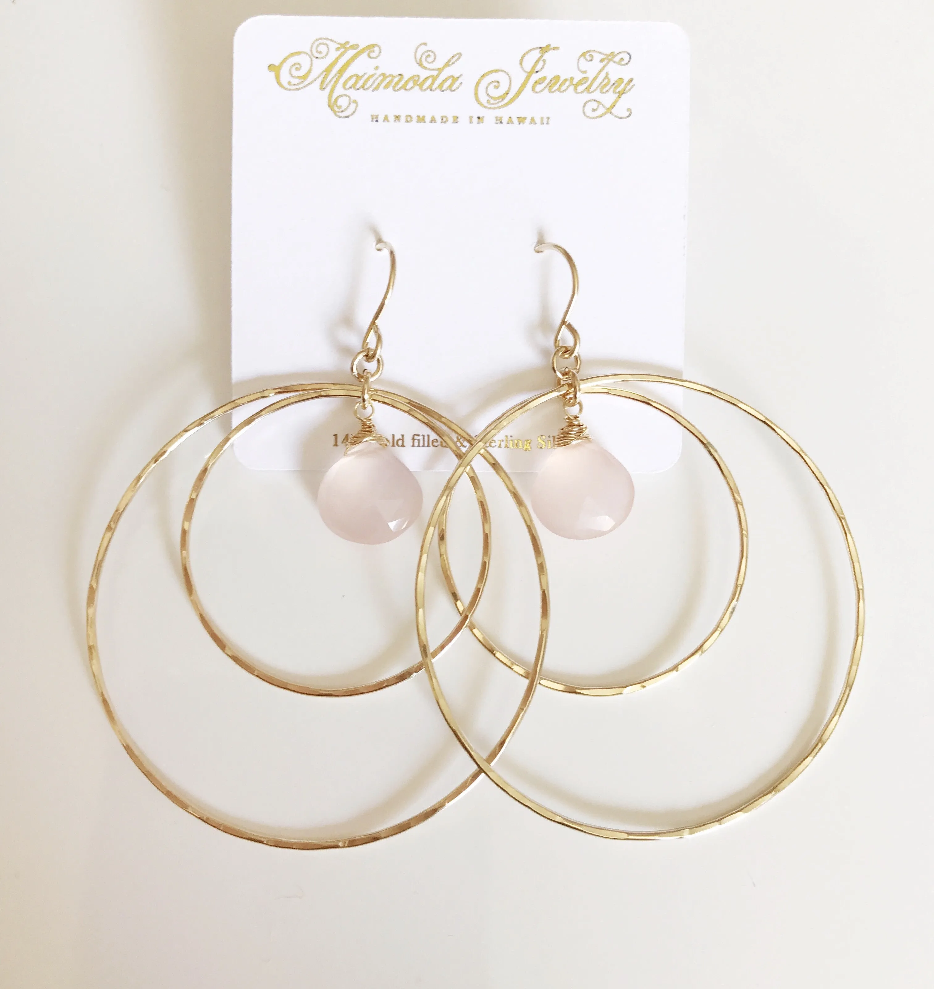 Earrings Rachel - pink chalcedony  (E248)