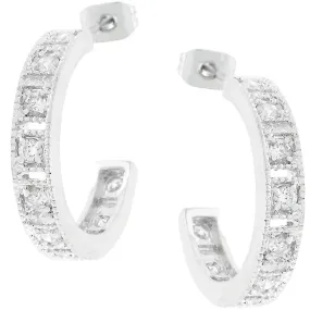 Edmee Milgrain Silvertone Hoop Earrings