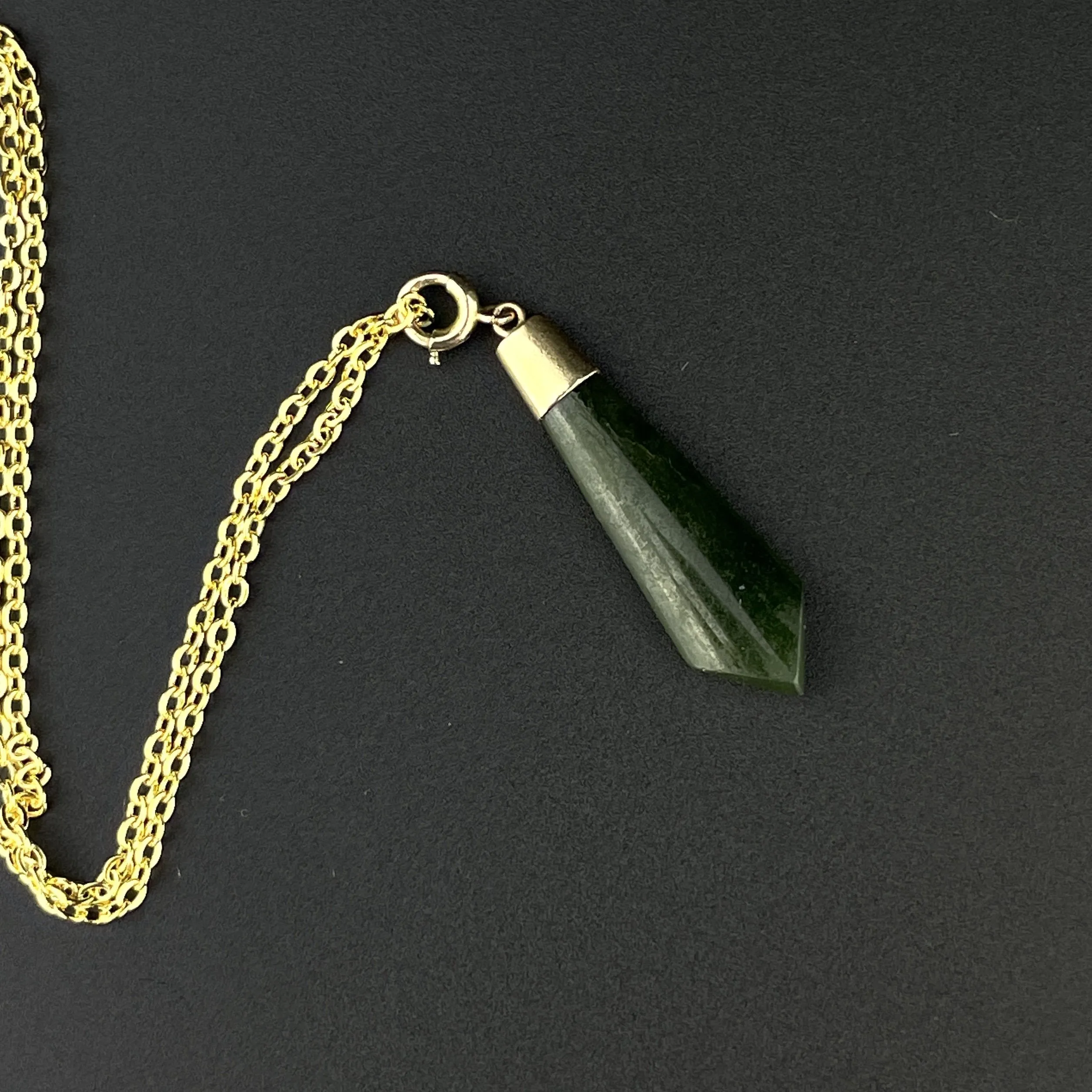 Edwardian Maori Pounamu New Zealand Jade Pendant Necklace