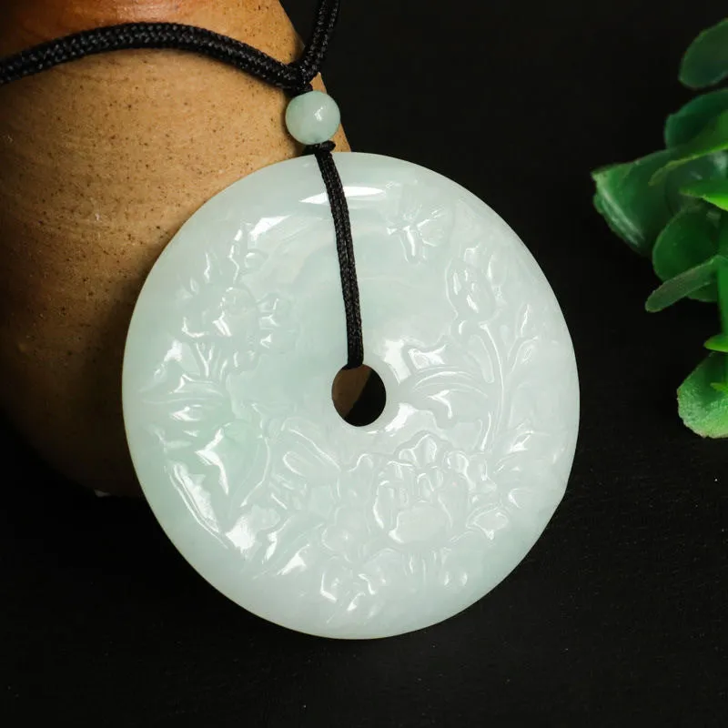 Elegant Jade Flower Pendant Necklace from Planderful Collection