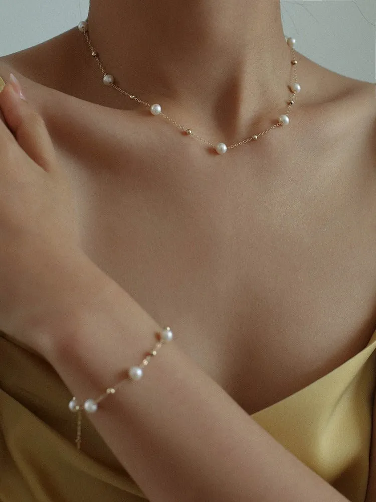 Elegant Stardust Pearl Chain Necklace