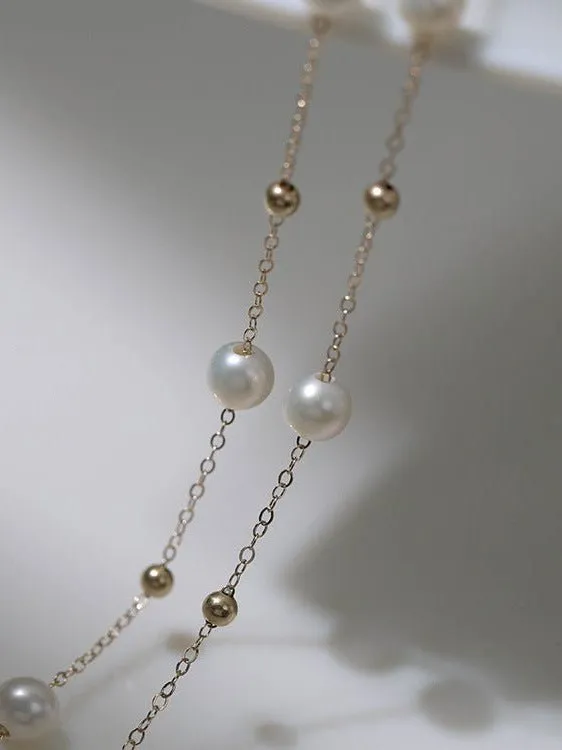 Elegant Stardust Pearl Chain Necklace