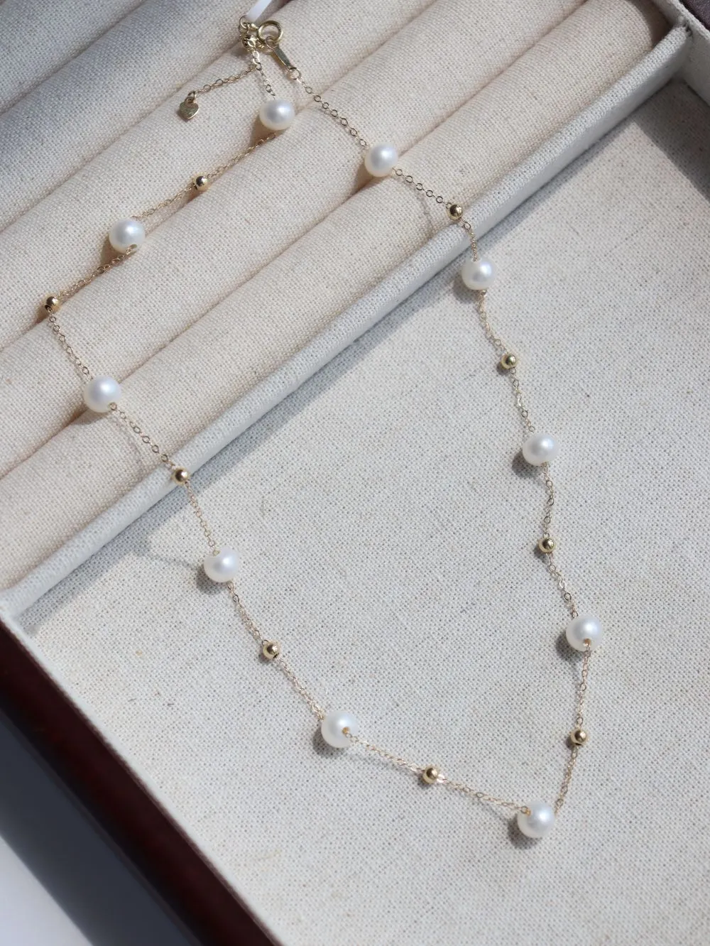 Elegant Stardust Pearl Chain Necklace