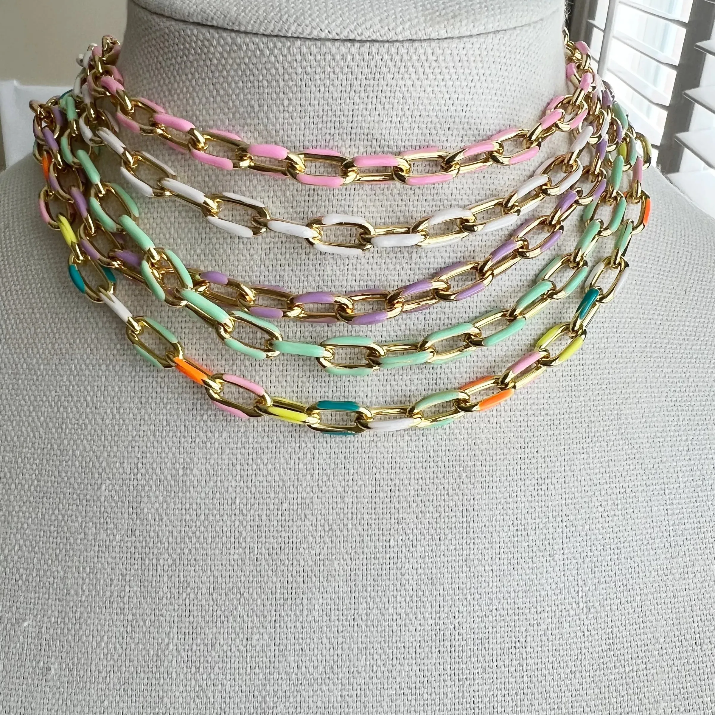 Enamel Link Necklace